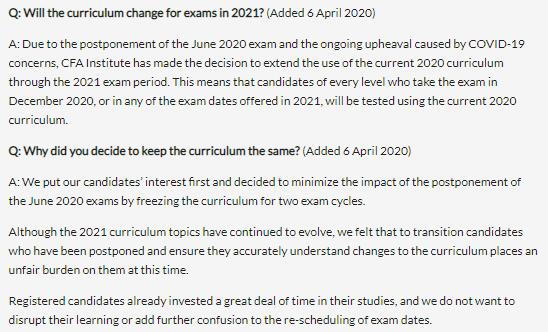 2021年CFA考纲定了!无变化!